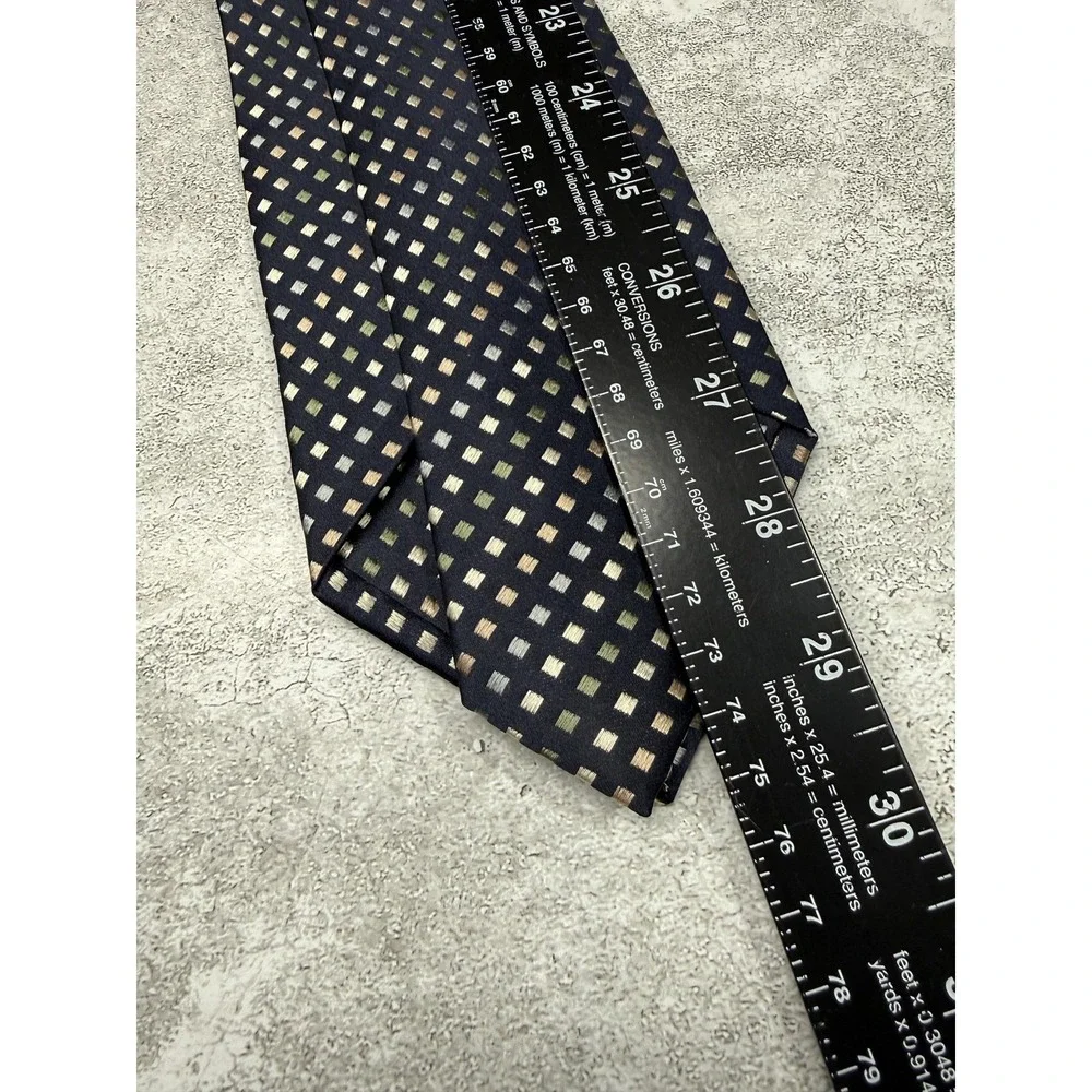 Beau Brummel Silk Tie Mens One Size Blue Geometric Pointed Made In China Necktie